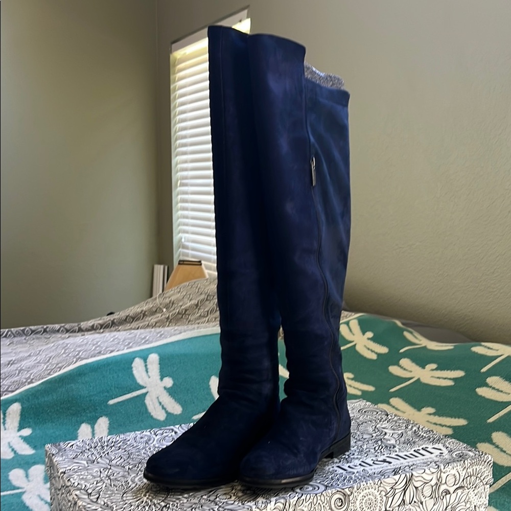 Stylish Navy Blue Knee-High Boots